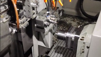 津上BO205走心机铣黄铜，背轴加装8万转高频铣